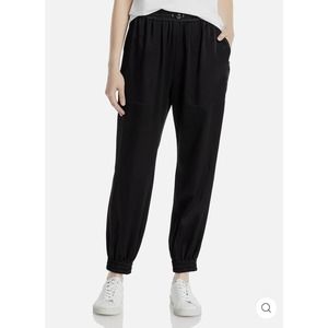 NWT Moncler Women's Crepe Black Joggers, Size 48